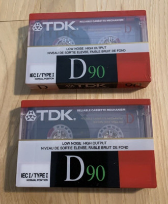 TDK D90 Audio Cassette Tape Type I Blank NEW Sealed - Lot of 2 tapes