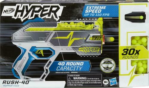 NERF Hyper Rush-40 Pump-Action Blaster 30 Hyper Rounds Up to 110