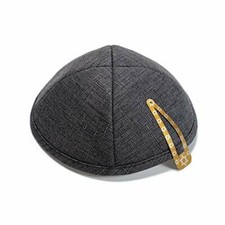 Élégant Lin Gris Foncé Kippa Juif Yamaka Kippa Israël Casquette Judaïque