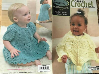 Pattern Booklet CUTE CROCHET FOR BABY Dress Poncho Hat Booties Vest Blanket