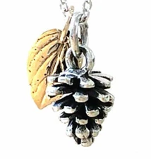 Pinecone and Bronze Leaf Necklace