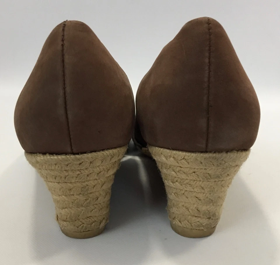 Eddie Bauer коричневый кожаный Espadrille на танкетке каблук вырез носок сандалии каблуки размер 9,5 - Изображение 4 из 4