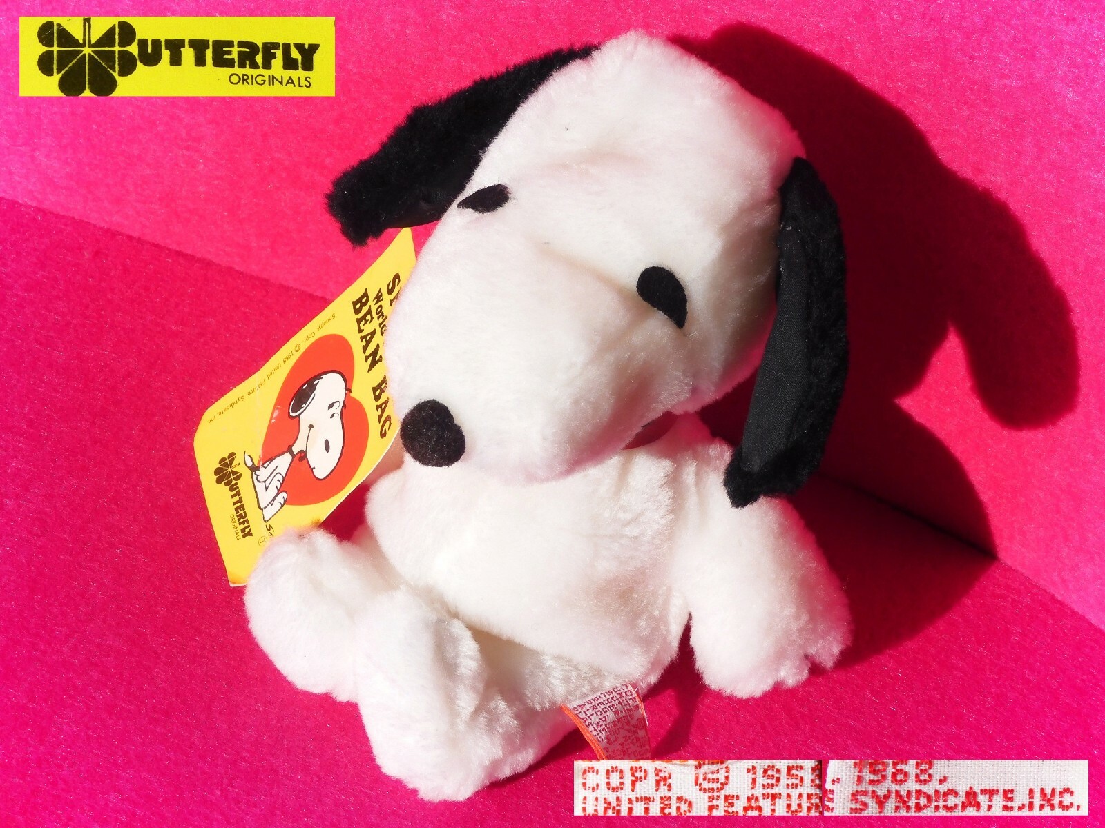 🐾 SNOOPY Peanuts VINTAGE 1980 Peluche BEAN BAG beanbag Plush Butterfly Original
