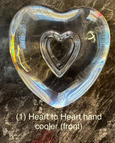 Steuben glass heart to heart hand cooler with box
