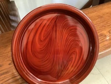 Japanese Lacquered Rice Bowl Dish Wood Grain with Lid MCM Decor