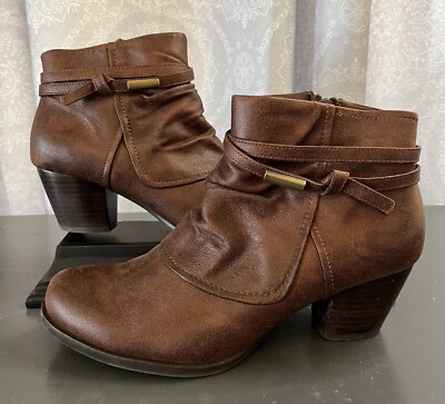 BareTraps Rhapsody Vegan Leather Strappy Ankle Block Heel Boots