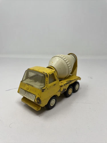 Vintage Tonka Cement Mixer Truck Yellow White- Metal Body 1970s 5”