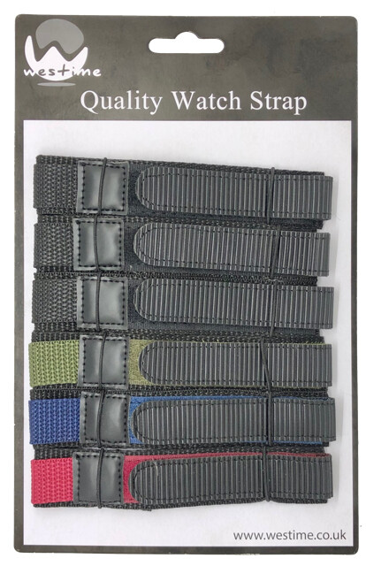 6 x Wholesale Job Lot Nylon 18mm Wrap Around Hook & Loop Sports Watch Strap