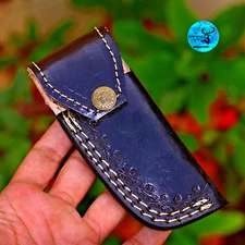 Genuine Cow Leather Sheath for 4" Folding Knife Cover Pouch Belt Clip 2757