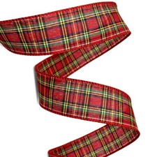 10 yards Christmas Traditional Plaid Red Green Yellow White Blue Wired Ribbon