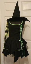 In Character "Black Magic" Lime Green & Black Women's Witch Costume Size M