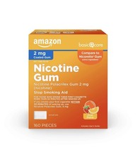 Amazon Basic Care Coated Nicotine Polacrilex Gum, 2 mg nicotine , Stop Smoki...