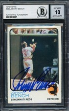Johnny Bench Signed 1973 Topps Card 380 Reds Auto GM 10 Beckett #13015857