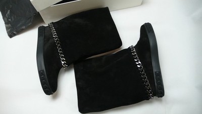 CASADEI ANKLE BOOTS Leather Wedge Ankle Boots US11 UK8 EU41 Black Made in Italy
