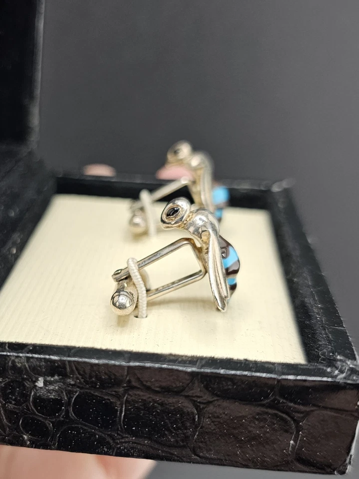 Sterling Silver Bee Cufflinks with Turquoise Enamel - Marked 925 1153 - Image 2 of 4
