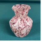 Fenton Vasa Murrhina Rose Mist Glass Vase Confetti-like Pattern Glossy ~6” Tall