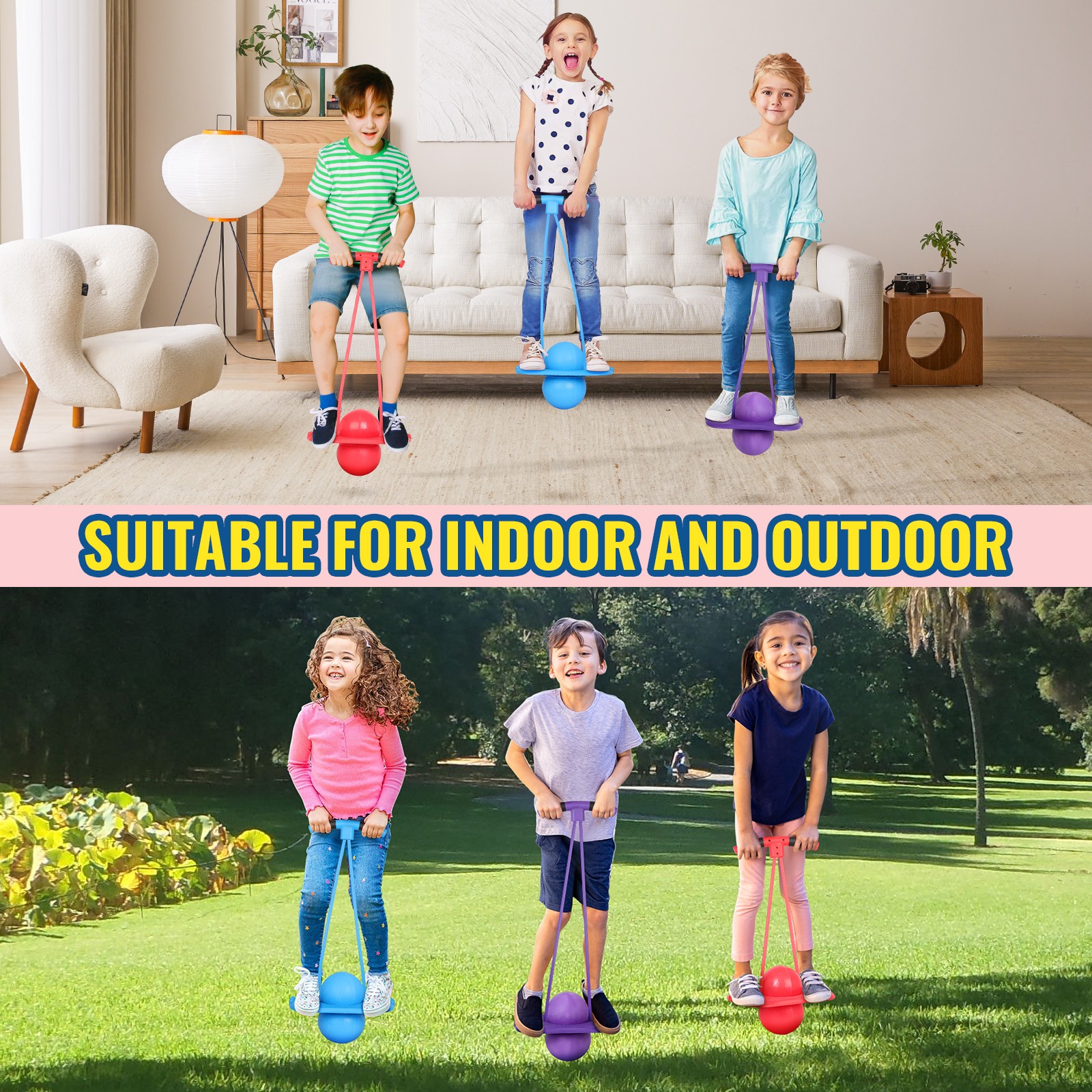 Kids Pogo Ball - Bounce & Play Hopper Ball for Age 5+,Sturdy Pogo Stick for Kids