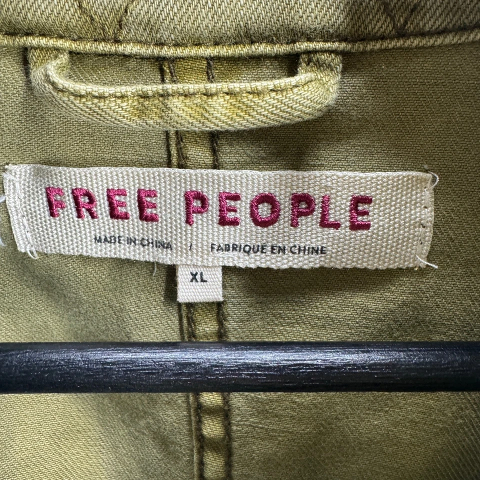 Chaqueta utilitaria militar Free People verde oliva bolsillos de carga botones cremallera XL Foto 4 de 4