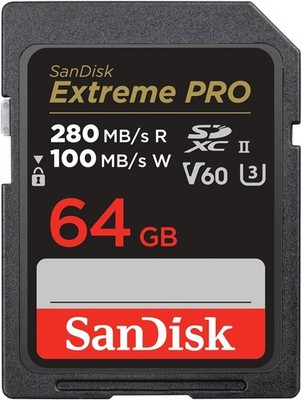 SANDISK 64GB Extreme PRO SDXC UHS-II Memory Card - C10, U3, V60, 6K, 4K UHD, SD