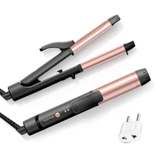 Dual Voltage Curling Iron Travel Flat Iron Hair Curler in One for European 1 1