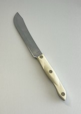 CUTCO 1722 Butcher Knife 8" Blade Pearl White Swirl Handle Made in USA Very Nice