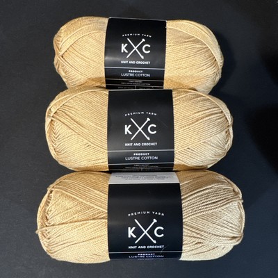 LOT OF 3 Joann K&C Knit Crochet Lustre mercerized Cotton Yarn Tan Flax NEW 