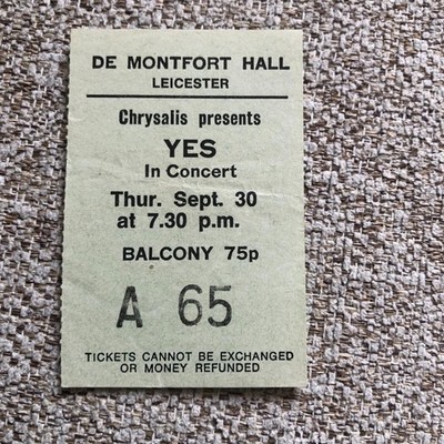 Yes ticket De Montford Hall Leicester 30/09/71 #A65