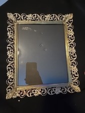 Vtg MCM White Gold Metal Photo Picture Phota Frame 8  x10  Easel Ornate Art Deco