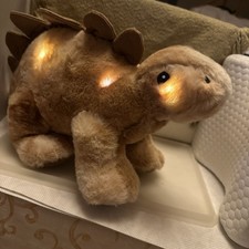 Glow Brights Brown Stegosaurus Plush Lights Sound FAO Schwarz Dinosaur 12  