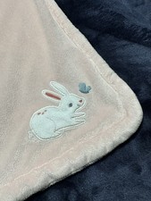 CARTERS OS BABY BLANKET WITH BUNNY PASTEL PINK PLUSH 30X38 EASTER LOVEY SECURITY