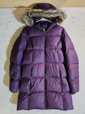 Classic Eddie Bauer Fur Lined Goose Down Puffer Parka  Jacket Women Size Medium 