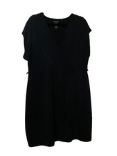 Nine West Little Black Dress Size 1X Mock Wrap Dress Lightweight Sleeveless
