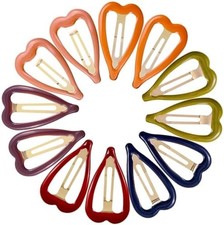 12 PCS Metal Snap Hair Clips Heart Shape Barrettes for Women Non Slip Accessorie