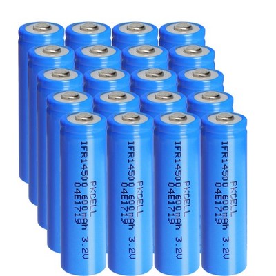 20x 3.2V 14500 600mAh LiFePO4 Rechargeable Batteries Button Top For Yard Lights