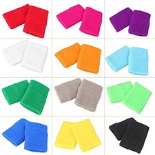 12 Pairs Colorful Wrist Sweatbands Athletic Cotton Terry Cloth Wristbands for