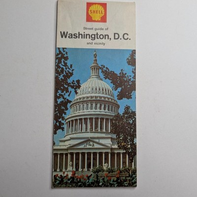 Vtg Shell Street Guide Map Washington D.C. Vicinity Gas Station Advertising
