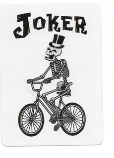 RARE MODERN "Skeleton Riding a Bicycle" JOKER Play Card #14