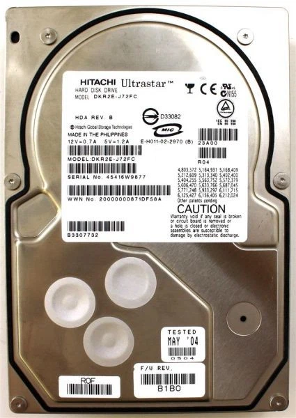 Hdd, 72gb, hitachi dkr2e-j72fc, hda rev.b, f/w rev. b1b0 - Image 3 of 4