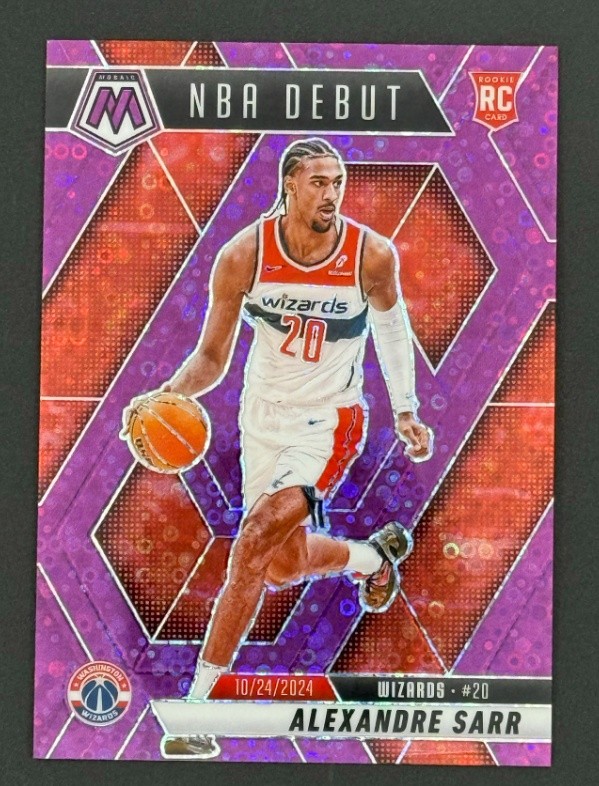 Alexandre Sarr 2024-25 Panini Mosaic NBA Debut Fast Break Purple Disco 33/50 RC