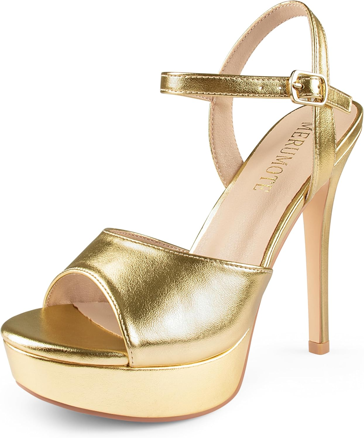Women'S Platform Stiletto Heeled Sandals Open Toe Ankle Strap High Heels Party W
