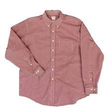 Brooks Brothers 346 Button Up Shirt Sz L Red checkered Button Down Collar EUC
