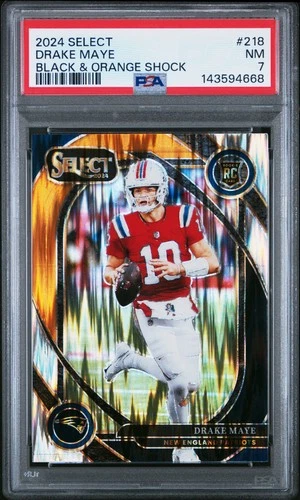 2024 PANINI SELECT BLACK & ORANGE SHOCK #218 DRAKE MAYE ROOKIE RC PSA 7