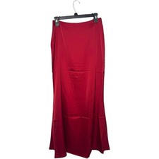 NWOT Red Satin Silky MIDI Skirt Red small