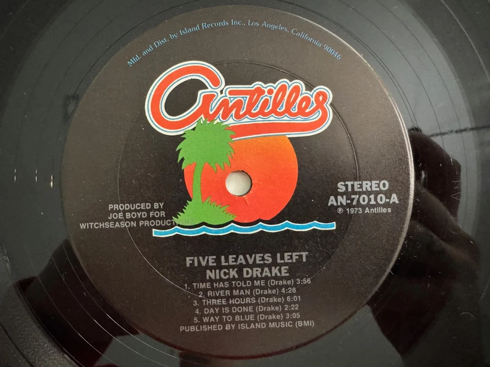 Nick Drake LP "Five Leaves Left" Antilles 7010 1st Press RARE Psych ~ 1973 ~ NM - Image 3 of 4