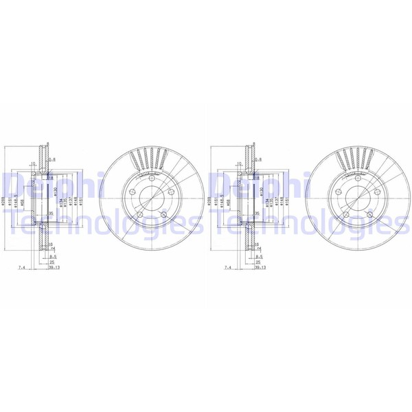 2X Delphi Bremsscheiben 288Mm BelÜFtet Vorne Passend FÜR Audi 100 A4 A6 Seat-image