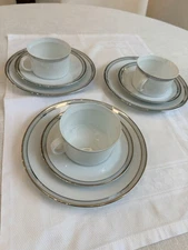 Rosenthal Germany Platinum Rim Tea Trio Set of 3 Cup Saucer Dessert Plate