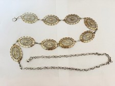Very Nice Weighty Concho Chain Belt Silver Tone Southwestern Style B5