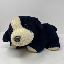 Vintage Border Collie Dog Plush 11 Inch Blue White Stuffed Animal Toy Soft Cute