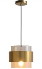 Kaj Hejmo Modern Pendant Light-Cylinder Glass Lampshade Ceiling Lights Iron Gold
