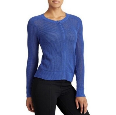 Athleta Mesh Open Knit Full Zip Sweater In Caspian Blue